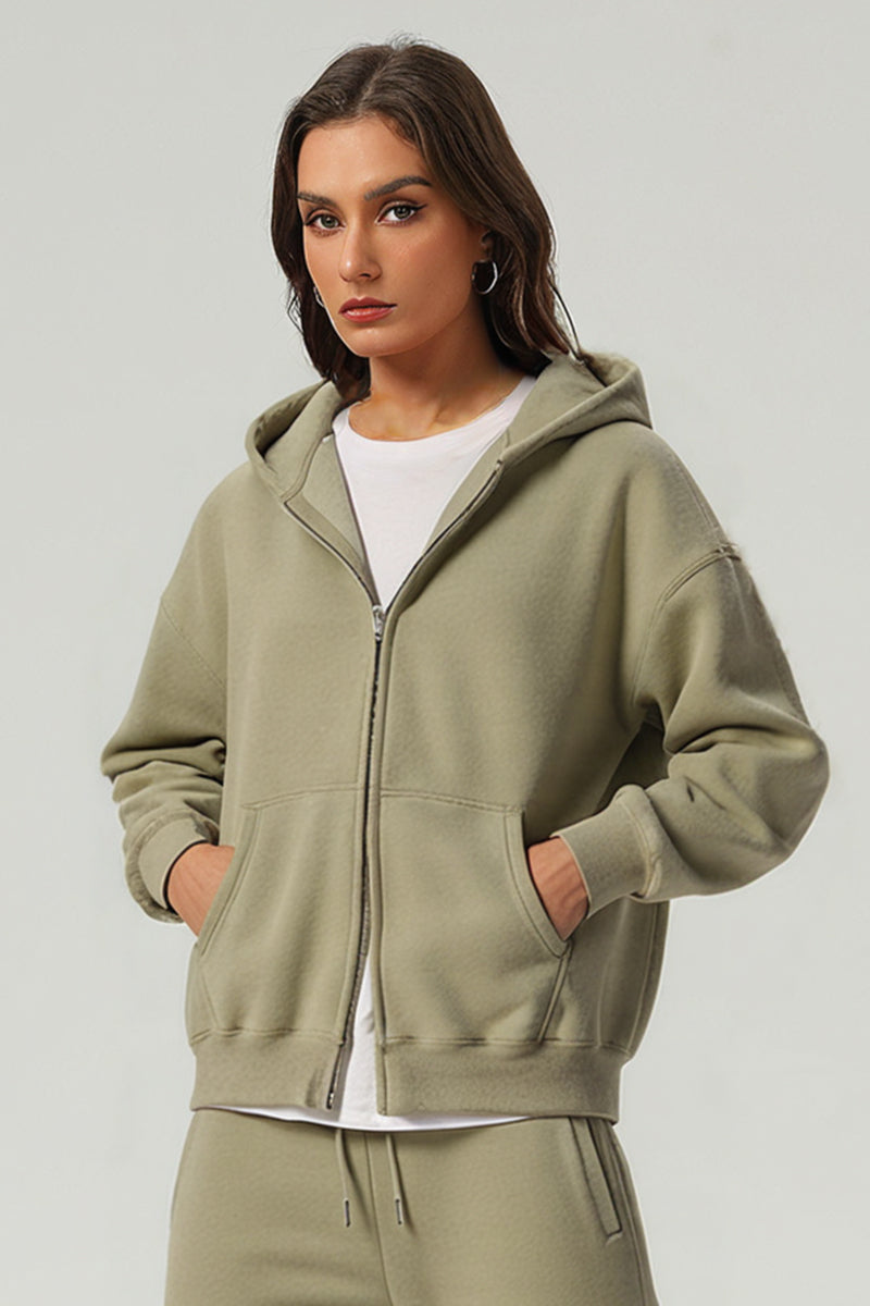 Unisex Basic Fleece Double-Zip Hoodie And Pants