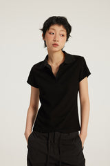 Women Slim Fit Polo Shirt - American Style Waist-Cinching Sport Top