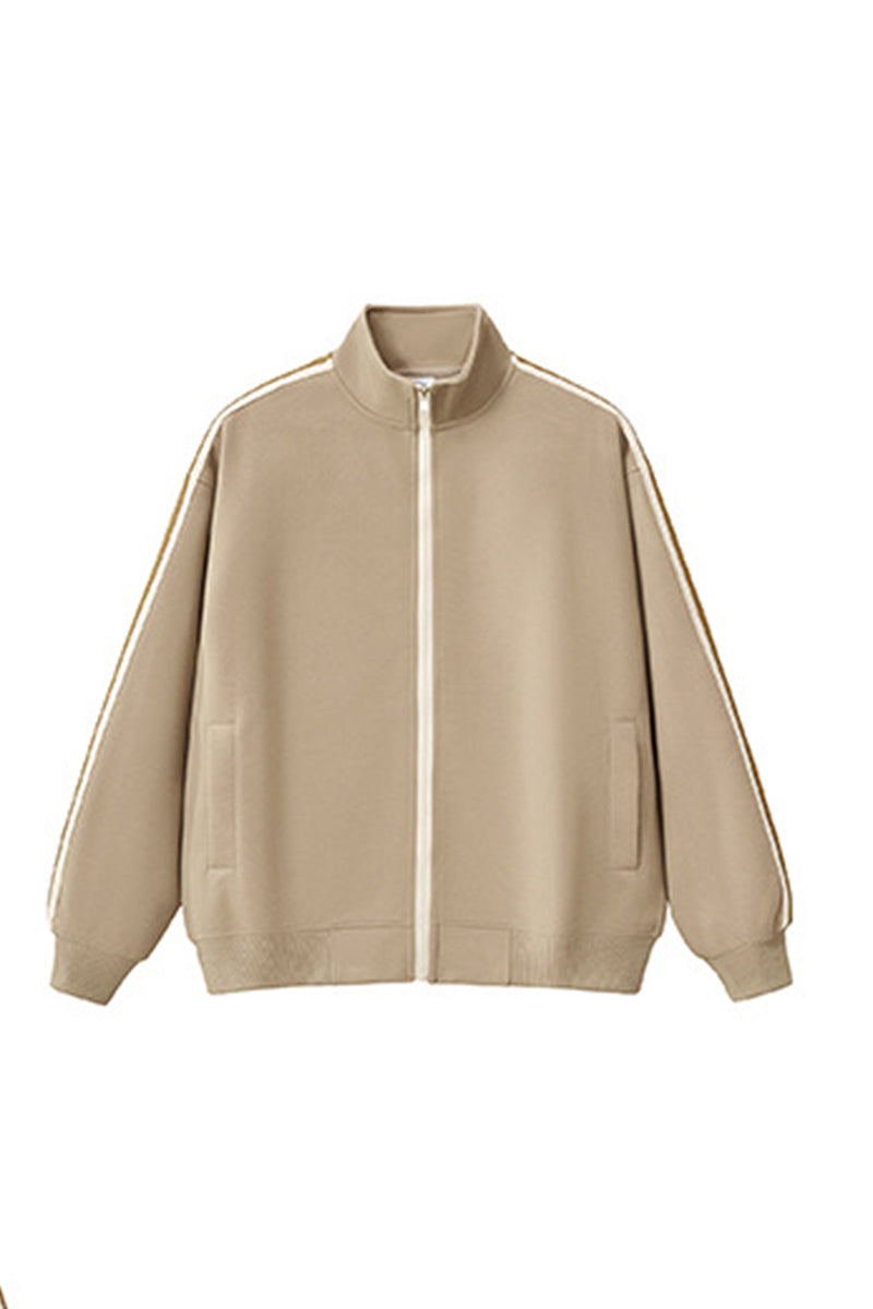 Unisex Casual Loose Fit Striped Athletic Jacket