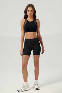 Women's Mesh-Paneled Set:Bra And Shorts