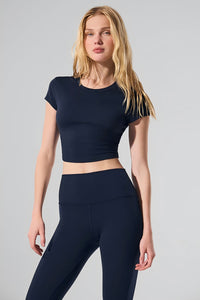 Women Cropped Soft-Feel Round Neck Fitness T-Shirt
