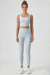 Women's Yoga Sets:Butterfly Back Bra And Mesh Panel Leggings