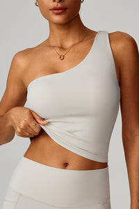 Women Asymmetric Strap Waist-Cinching Yoga Vest