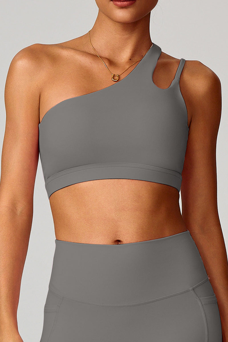 Women Asymmetric Strap Back-Cutout Yoga Sports Bra