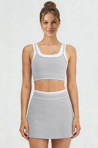 Women's Color Block Two-Piece Sets:Bra And Skirt