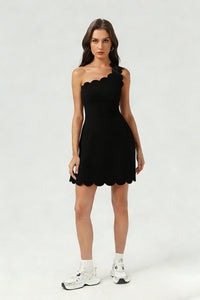 Women's Athletic Petal Asymmetrical One-shoulder Tenni Dress