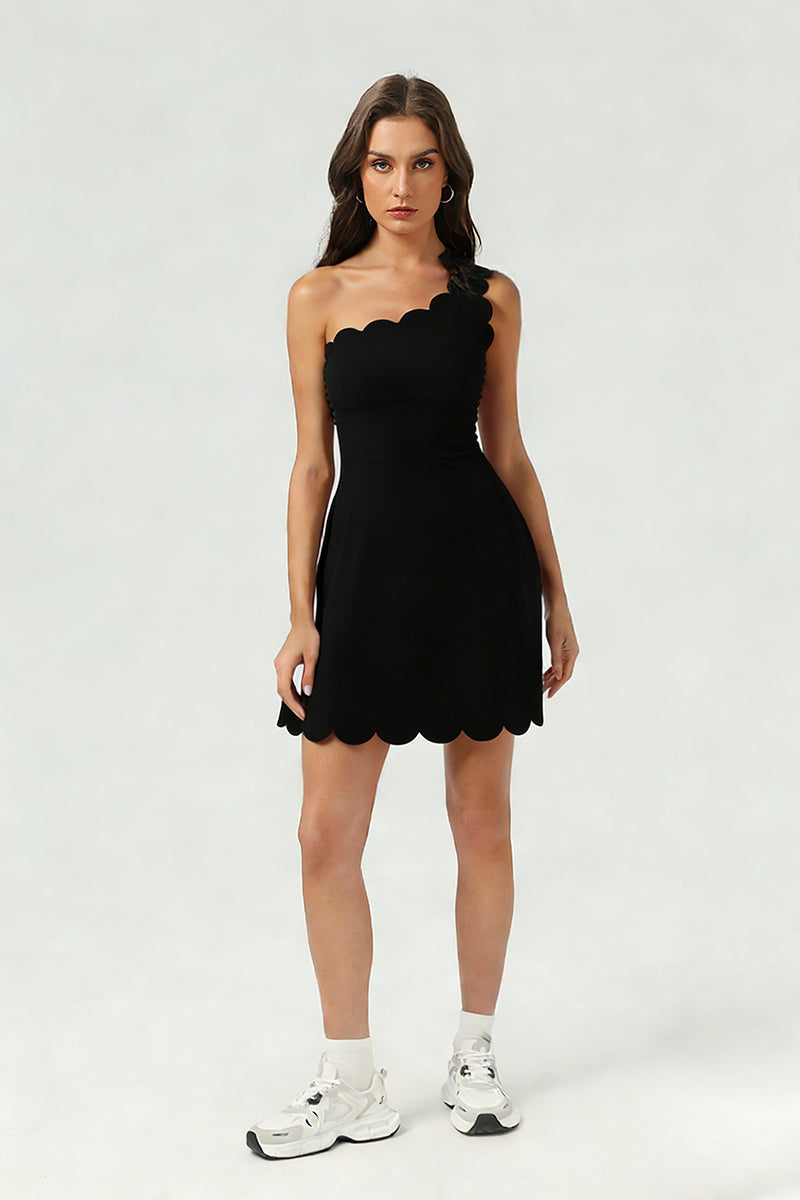 Women's Athletic Petal Asymmetrical One-shoulder Tenni Dress