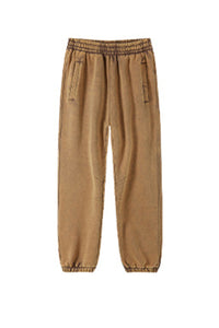 Men/Women Retro Wax-Dye Fleece-Lined Jogger Pants