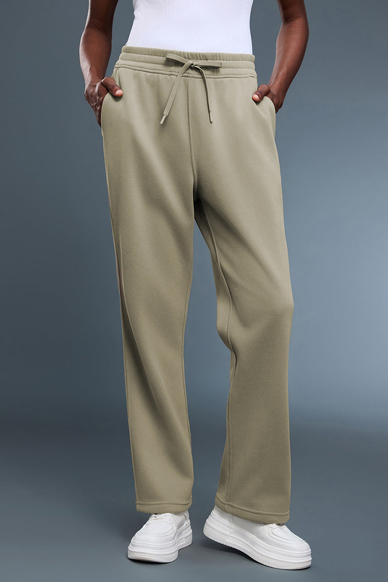Women Loose Fleece-Lined Straight-Leg Comfortable Casual Workout Pants