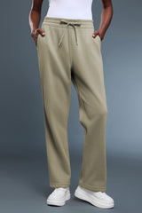 Women Loose Fleece-Lined Straight-Leg Comfortable Casual Workout Pants