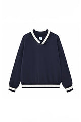 Unisex V-Neck Contrast Trim Cotton Sweatshirt
