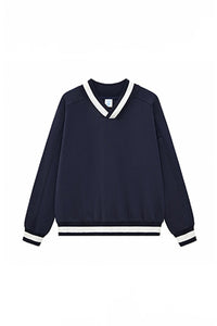 Unisex V-Neck Contrast Trim Cotton Sweatshirt