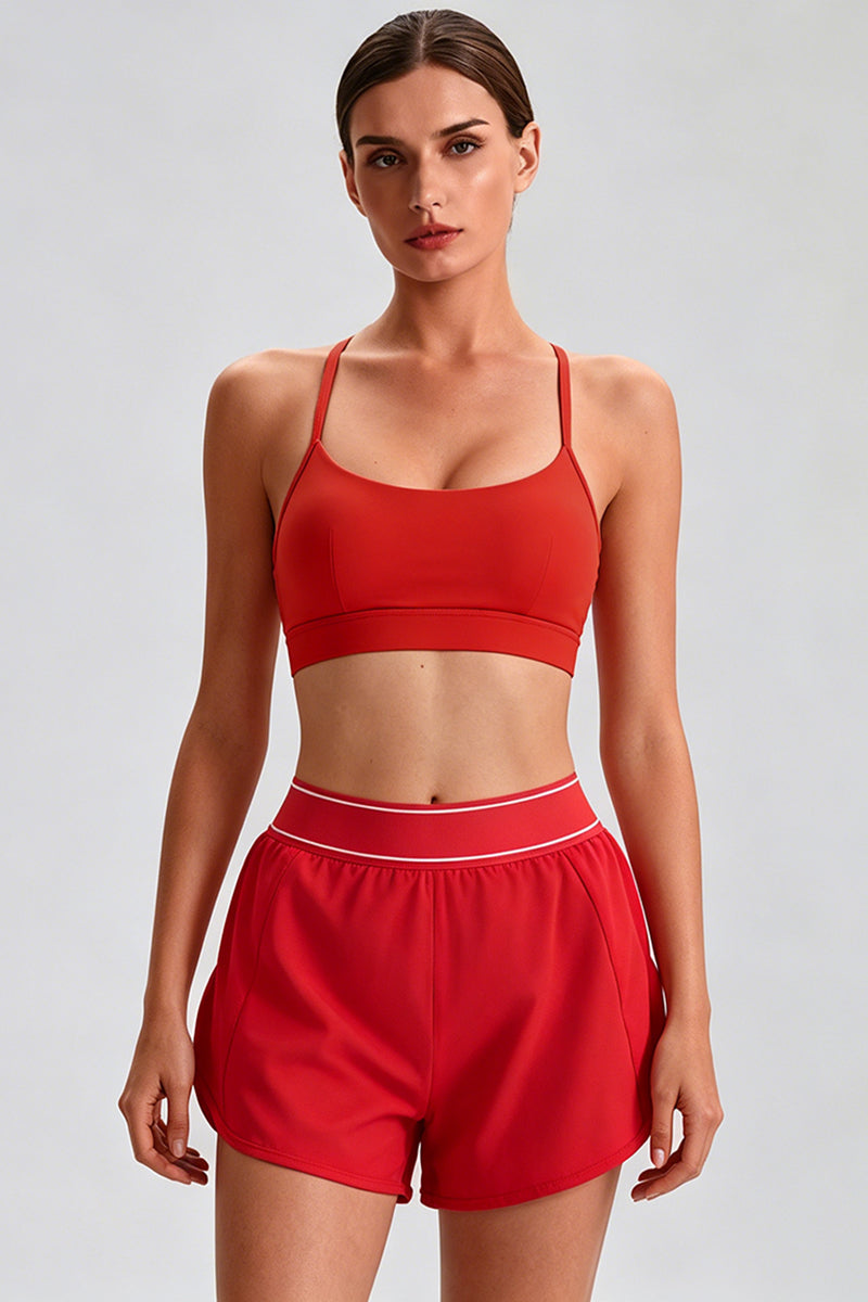 Women's Crisscross Back Bra and High-Waisted Shorts Sets