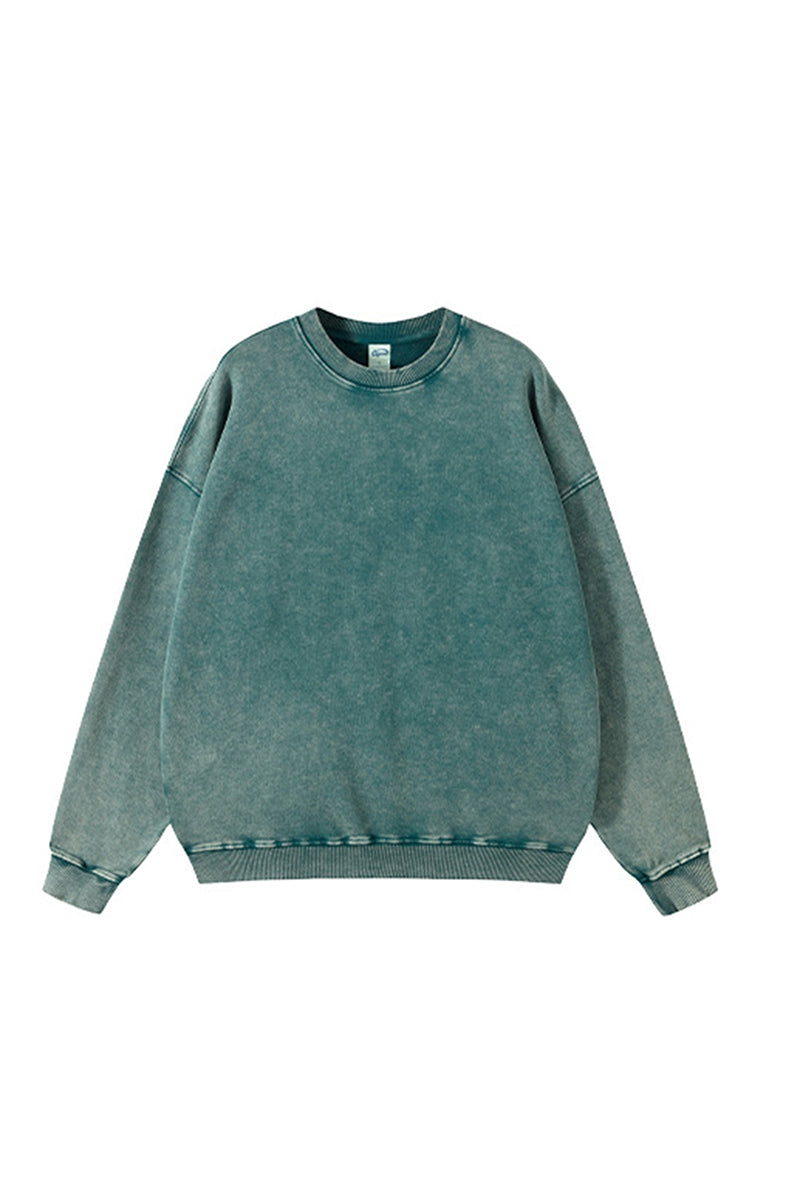 Unisex Heavyweight Terry Crewneck Sweatshirt: Wax Dye Wash Vintage Retro Design