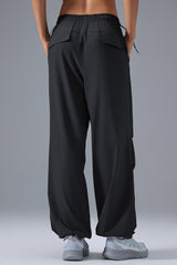 Women Loose Straight Leg Casual Drawstring Jogger Workout Parachute Pants