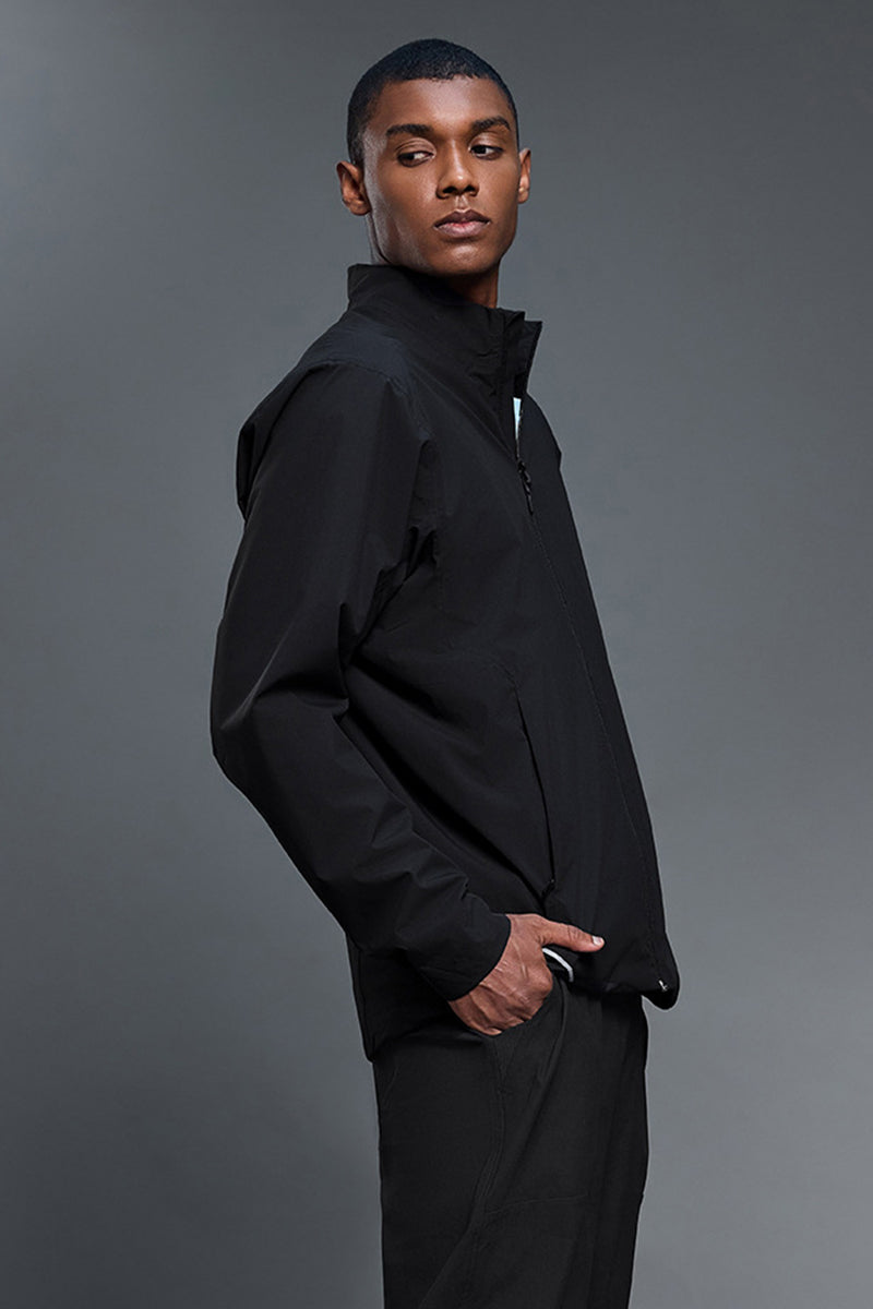 Men Outdoor Water-Resistant Fleece-Lined Stand Collar Jacket