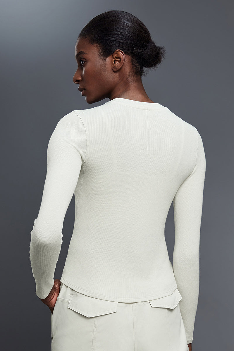Women Henley-Collar Modal Comfort-Fit Yoga Long Sleeve Tee
