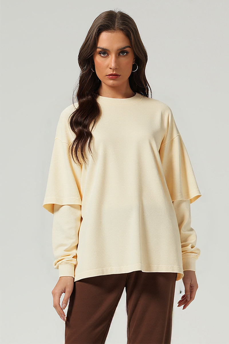 Men/Women Casual Loose Fit Long Sleeve Layered T-Shirt