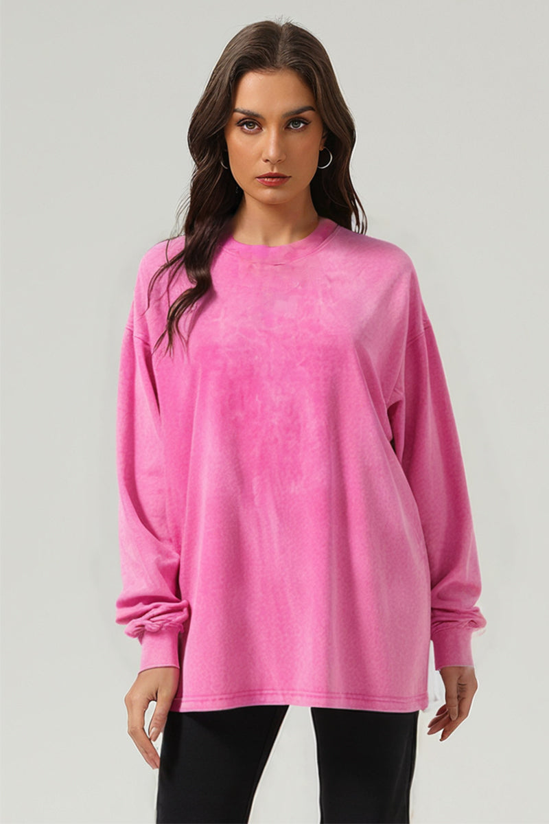 Unisex Retro Washed Long Sleeve Tee: Snow Wash Vintage Cotton Design