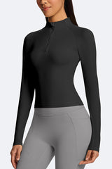 Women Semi-Zip Slim Fit Long Sleeve Athletic Top