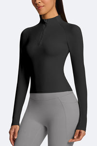 Women Semi-Zip Slim Fit Long Sleeve Athletic Top