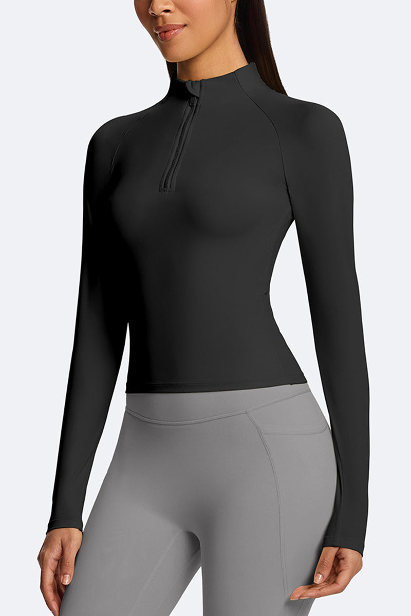 Women Semi-Zip Slim Fit Long Sleeve Athletic Top