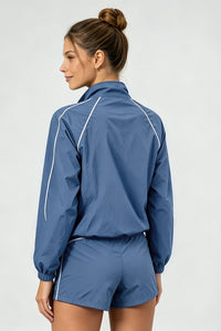 Women's Outdoor Color-Matched Casual Jacket And Shorts Sets