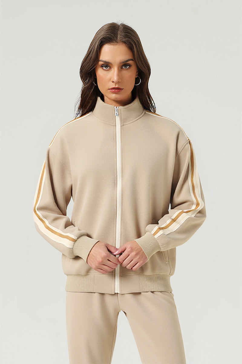 Unisex Casual Loose Fit Striped Athletic Jacket