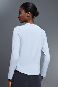 Women Relaxed-Fit Round-Neck Quick-Dry Yoga Workout Long Sleeve Top