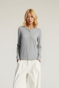 Women Lyocell Henley Slim Fit Long Sleeve T-Shirt