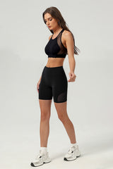 Women's Mesh-Paneled Set:Bra And Shorts