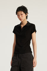 Women Slim Fit Polo Shirt - American Style Waist-Cinching Sport Top