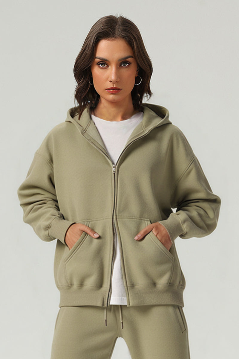 Unisex Basic Fleece Double-Zip Hoodie And Pants