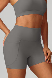 Women High-Waist Quick-Dry Pocket Yoga Shorts