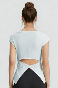 Women's Summer V-neck Pleated Sleeveless Cut Out Tank Top