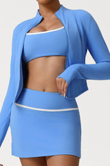 Women High-Neck Slim-Fit Zipper-Pocket Workout Yoga Jacket