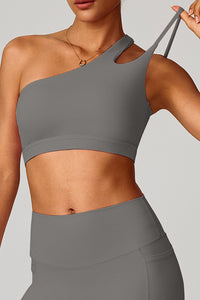 Women Asymmetric Strap Back-Cutout Yoga Sports Bra