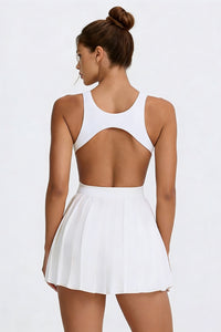 Women's Summer Sports Quick-Dry  Solid Pleated Tennis Dress