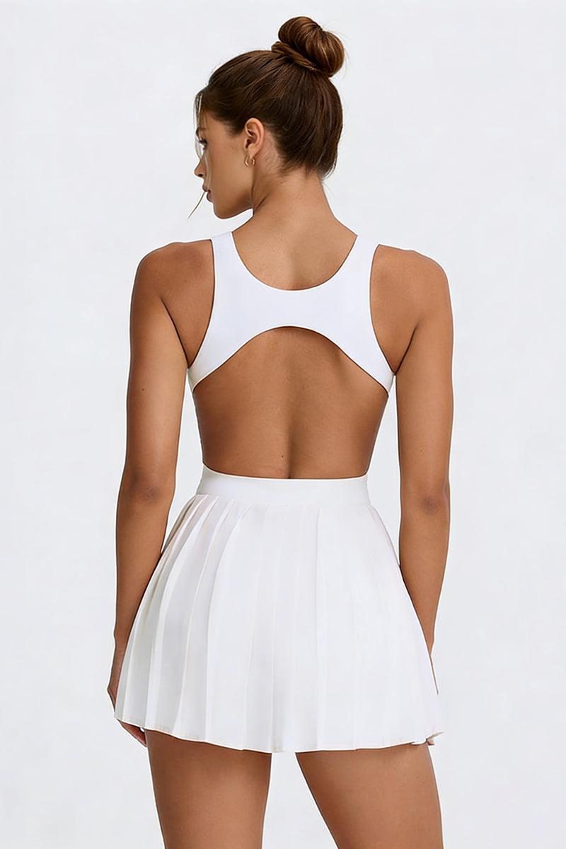 Women's Summer Sports Quick-Dry  Solid Pleated Tennis Dress