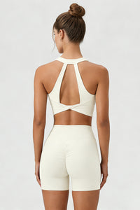 Women's Halterneck Cutout Twist Back Sports Bra