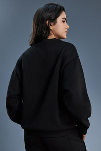 Women Loose Crewneck Fleece-Lined Casual Hoodie
