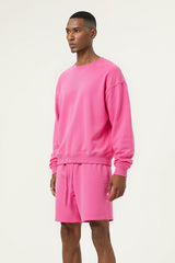 Men's Athletic Set:Round-neck Pullover And Shorts