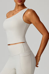 Women Asymmetric Strap Waist-Cinching Yoga Vest
