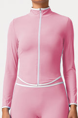 Women Color Block Naked Feel Zip Jacket