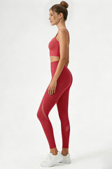 Women's Yoga Sets:Twist-Back Bra And Mesh Panel Leggings