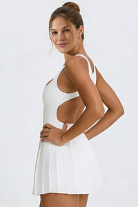 Women's Summer Sports Quick-Dry  Solid Pleated Tennis Dress