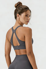 Women's Butterfly Back U-Neck Solid Shockproof Sports Bra