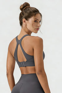 Women's Butterfly Back U-Neck Solid Shockproof Sports Bra