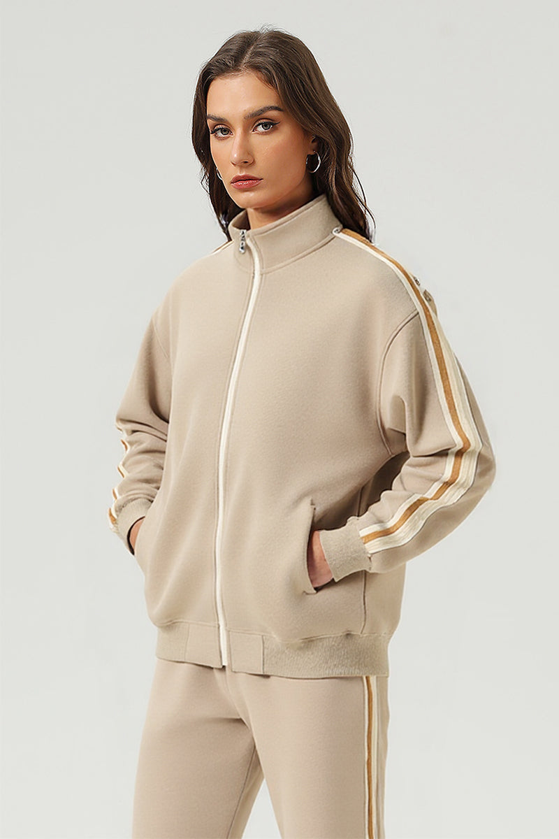 Unisex Casual Loose Fit Striped Athletic Jacket