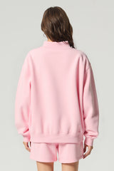 Women Loose Set:Mock Neck Sweatshirt + Shorts